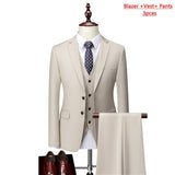 Men's ( Jacket + Vest + Pants ) 3-piece Formal Business Wedding Dress Suit