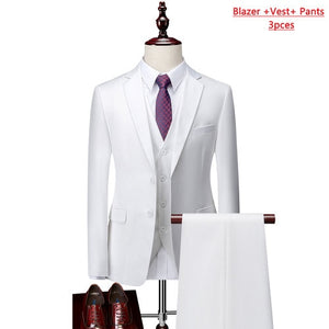 Men's ( Jacket + Vest + Pants ) 3-piece Formal Business Wedding Dress Suit