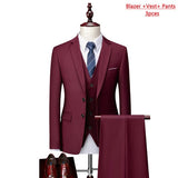 Men's ( Jacket + Vest + Pants ) 3-piece Formal Business Wedding Dress Suit