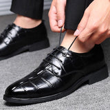 Big Size Crocodile Pattern Genuine Leather Men's Dress Shoes