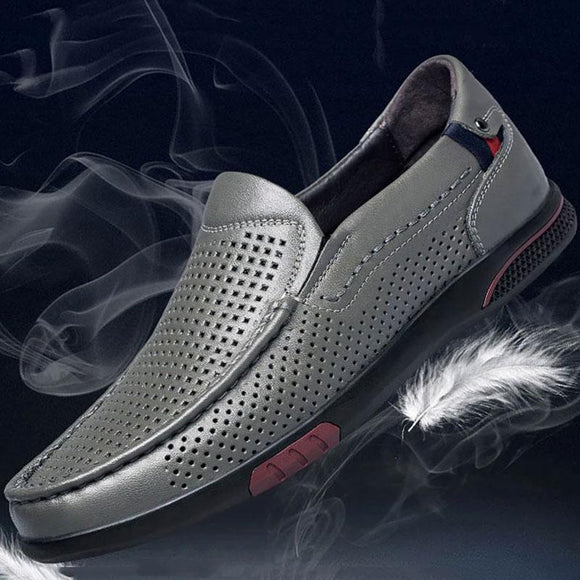 Fashion Genuine Leather Breathable Slip-on Men's Casual Shoes