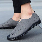 Fashion Hollow Round-toe Leather Men's Loafers