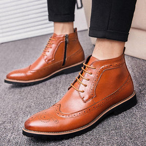 Fashion Soft Leather Brogues Men Chelsea Boots