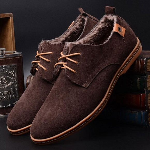 New Autumn Flats Lace-up Suede Oxfords Men's Leather Shoes