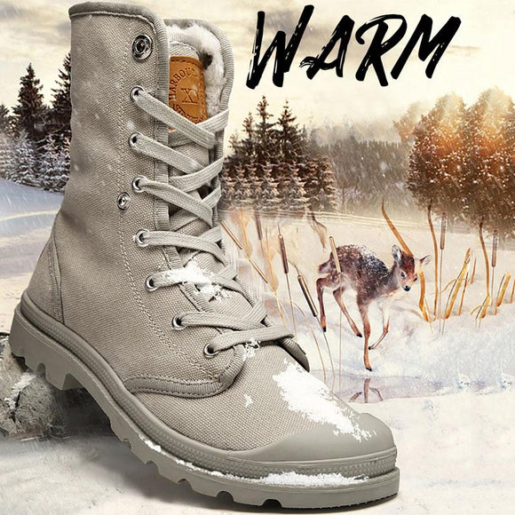 Fashion Canvas Warm Fur Men Casual Boots