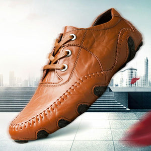 Fashion Genuine Leather Flats Lace-Up Men Loafers