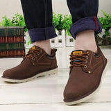 Fashion Waterproof Solid Lace-up Casual Pu Leather Shoes