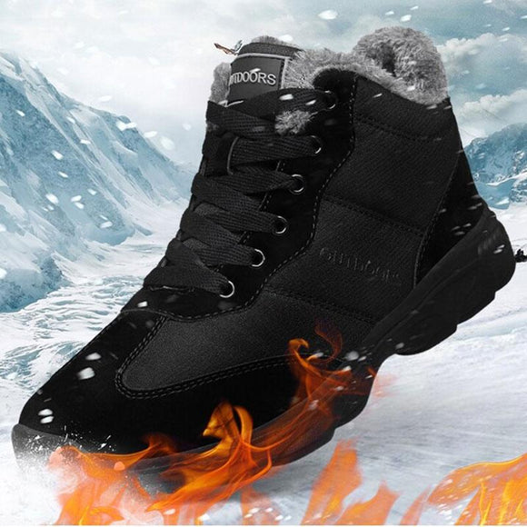 Warm Winter Rubber Lace Up Non-slip Men Snow Boots