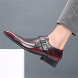 Men's Pointed Toe Oxford  Leather Monk Strap Chaussure Homme Mariage Soulier Homme Dress Shoes