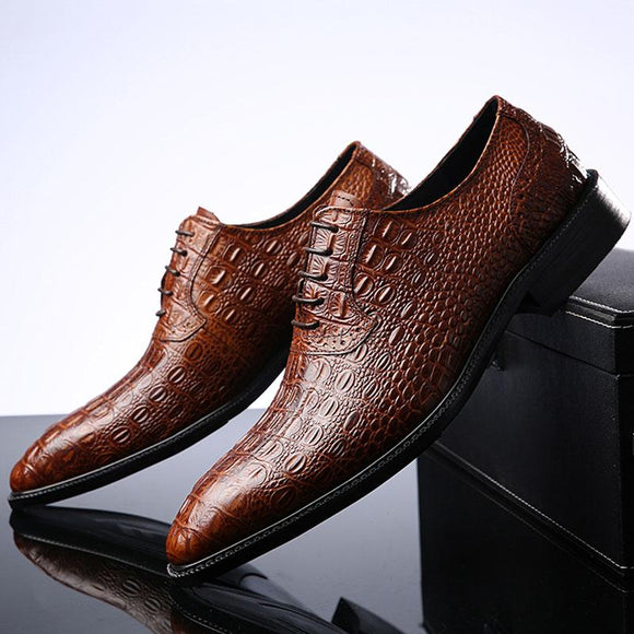 Luxury Men Oxford Genuine Crocodile Leather Business Dress Shoes