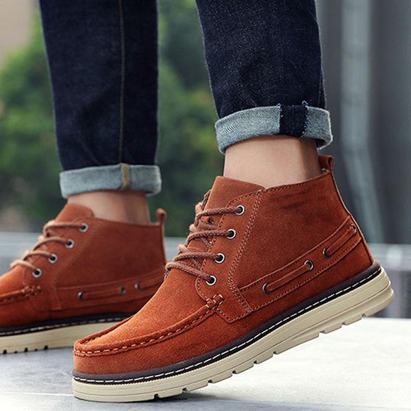 Men  Leisure Leather Ankle High Boots