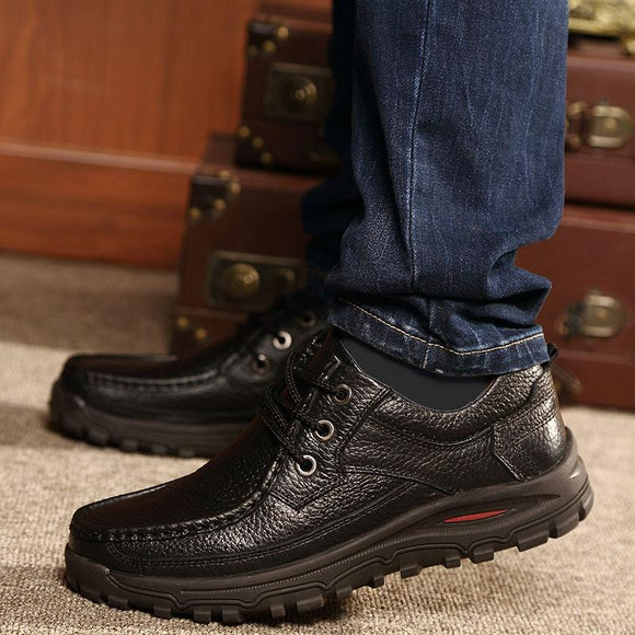 Autumn Winter Genuine Leather Big Size Men Casual Shoes