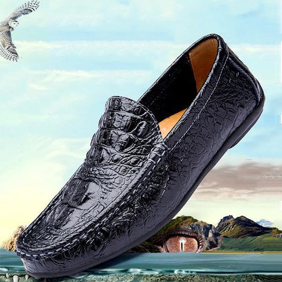 Men Crocodile Pattern Casual Leather Shoes