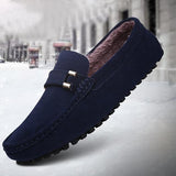 Plus Size Men's Plush Warm Winter Casual Slip On Shoes