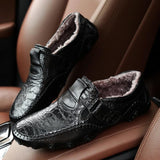 Winter Velvet Split Leather Male Loafers