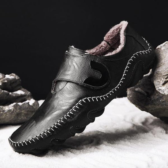 High Quality Leather Plush Warm Men Shoes