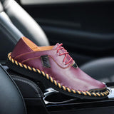 Male Soft Flat Stitching Manual Casual Oxford Shoes