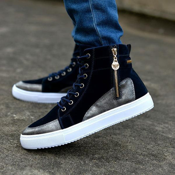 Fashion PU Leather Heavy-Bottomed High Top Mens Shoes