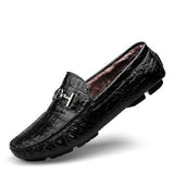 Big Size Alligator Winter Loafers Mens Fur Shoes