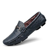 Big Size Alligator Winter Loafers Mens Fur Shoes