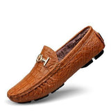 Big Size Alligator Winter Loafers Mens Fur Shoes