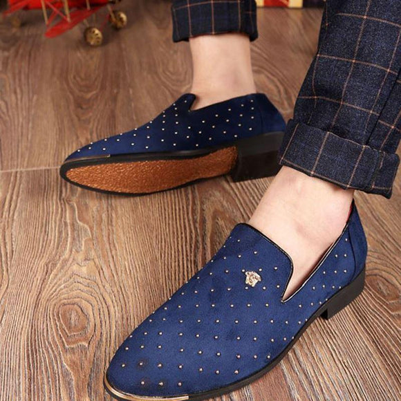 Rivet New Fashion Men Leather Pointed Toe Slip-on  Shoes