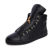 Luxury Men High Quality Hip Hop Skull Casual Leather High Top Shoes