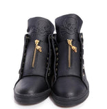 Luxury Men High Quality Hip Hop Skull Casual Leather High Top Shoes