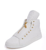 Luxury Men High Quality Hip Hop Skull Casual Leather High Top Shoes