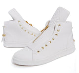 Luxury Men High Quality Hip Hop Skull Casual Leather High Top Shoes