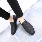 Luxury Brand Bling Paillette Men Loafers Charming Elegant Party Dress Shoes