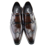 Classic Genuine Leather Double Buckles Man Brown Black Monk Strap Footwear