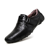 Winter Velvet Split Leather Male Loafers