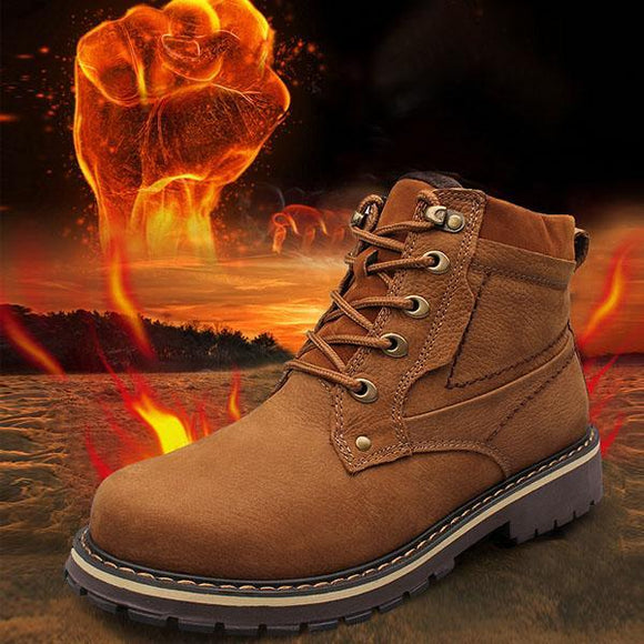 Men's Boots-PLUS SIZE Warmest Genuine Leather Men's Snow Boots