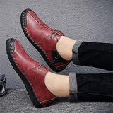 Male Soft Thin Light Stitching Manual Casual Oxford Shoes