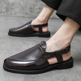 Men's Fashion Leather Toe Buckle Business Leisure Slippers sandals