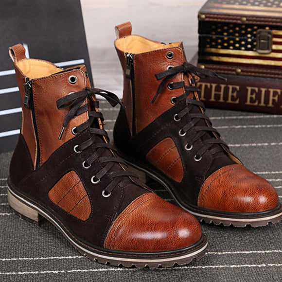 Fashion Autumn Winter Lace-up Roman Style Men Ankle Boots