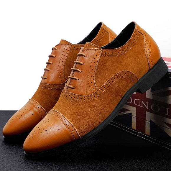 Fashion Retro Style Leather Patchwork Pointed-toe Men's Dress Shoes