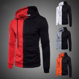 Stylish Hooded Bomber Jacket Patchwork Men's Sweatshirt