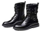 Combat Skull Metal Buckle Lace Male Motorcycle Boots Men's Shoes