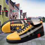 Men Breathable Wear Resisitant  Lace Up Plaid Pattern Plat Shoes