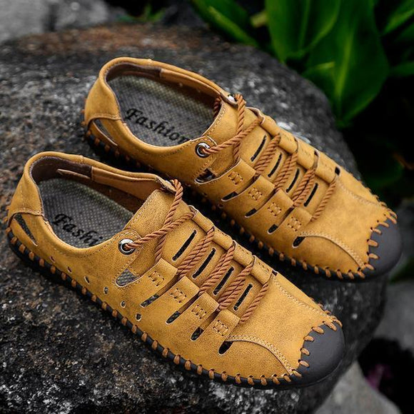 New Summer Large Size Leather Hole Shoes