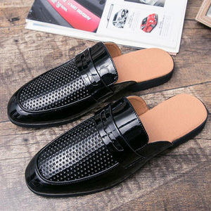 Summer PU Leather Slip-on Half Men's Slippers