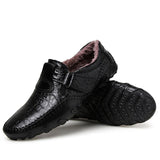 Winter Velvet Split Leather Male Loafers