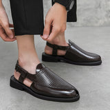 Men's Fashion Leather Toe Buckle Business Leisure Slippers sandals