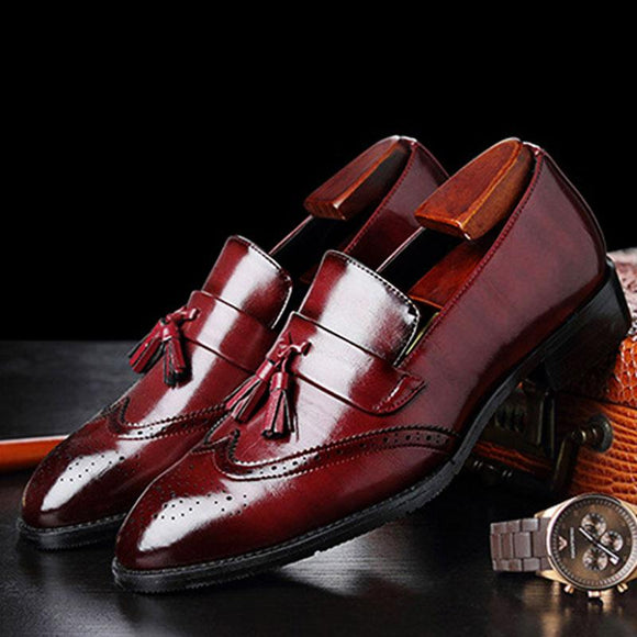 Retro Leather Classic Tassel Brogue Men's Dress Shoes