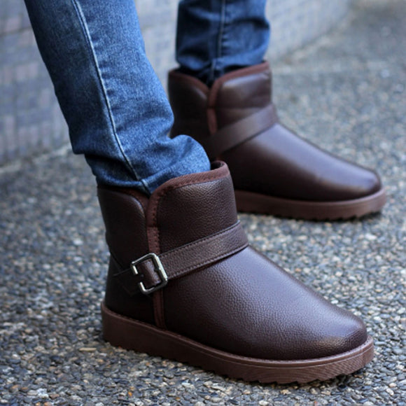 Warm Casual Ankle Shoes Man Boots Leather