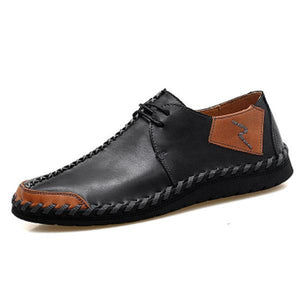 Male Soft Thin Light Stitching Manual Casual Oxford Shoes