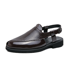 Men's Fashion Leather Toe Buckle Business Leisure Slippers sandals