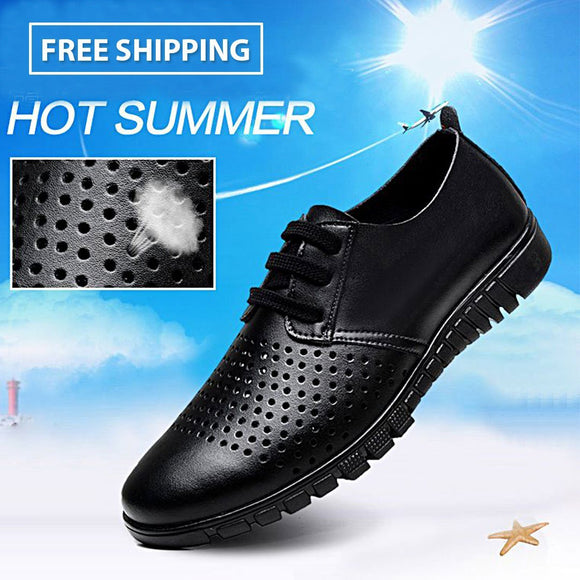 Plus Size Microfiber Leather Summer Breathable Men Flat Shoes